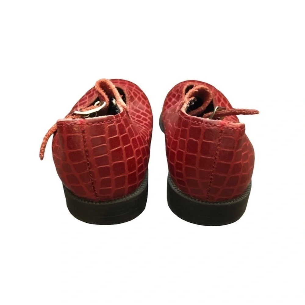 Solaria Red Embossed Mary Jane Shoes